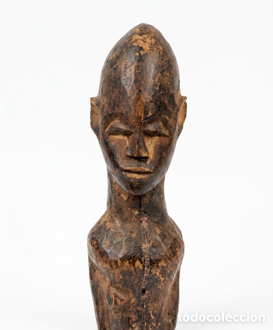 Arte: ANTIGUA FIGURA TRIBAL AFRICANA Madera Maciza Tallada A Mano 30cm Arte &Eacute;tnico