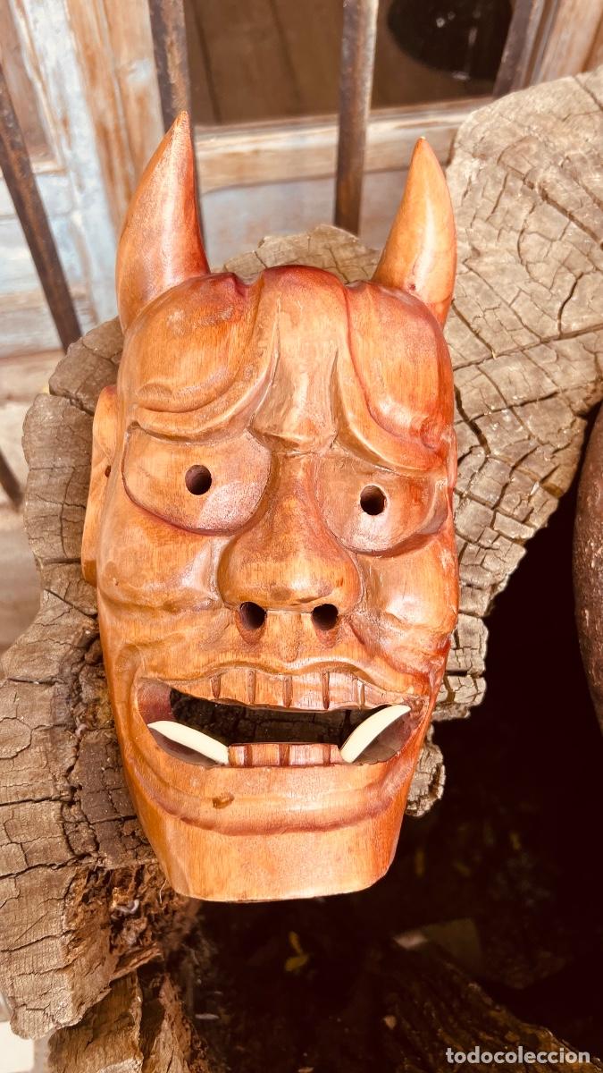 Art: Mascara madera tallada a mano Jap&oacute;n teatro noh oni hannya 30cms