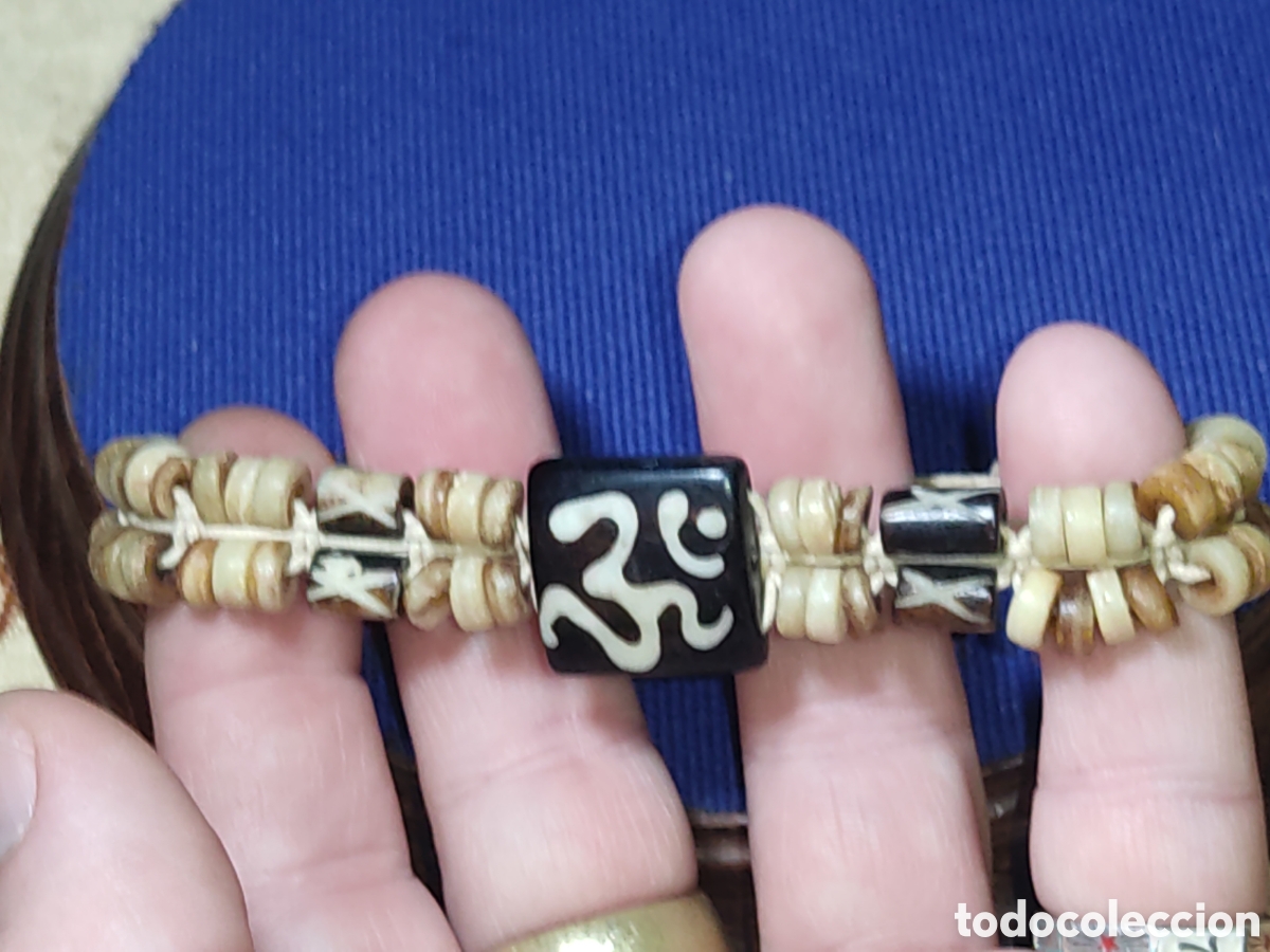 Arte: Pulsera &eacute;tnica budista de hueso,Yoga,om,meditaci&oacute;n.Sin uso.