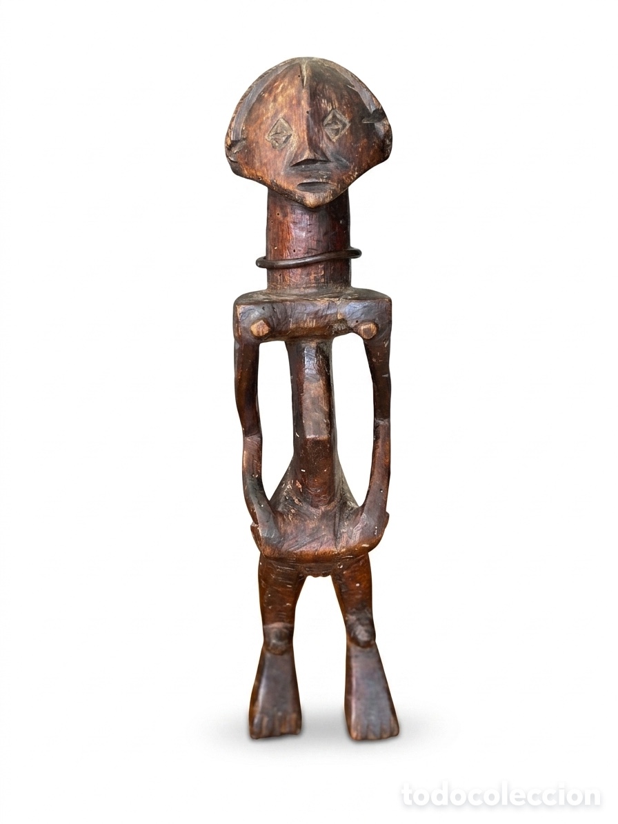 Arte: Figura africana vintage de madera tallada - Estilo Teke / Sukuma - 27 cm
