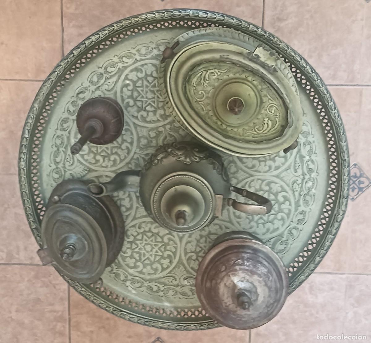 Arte: Antiguo Juego de T&eacute; Marroqu&iacute; Tallado (A&ntilde;os 60) &ndash; Sello Autenticidad