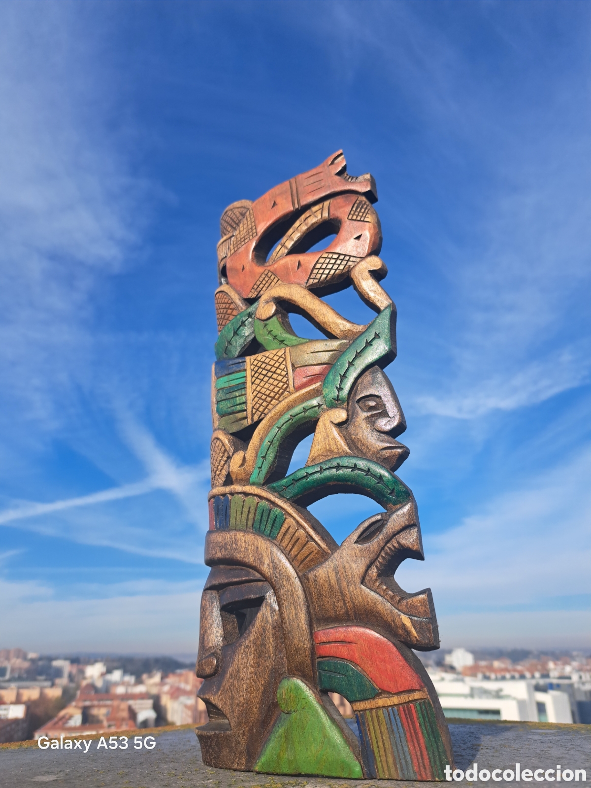 Arte: MASCARA DE MADERA ETNICA ESTILO MAYA AZTECA - Foto 2