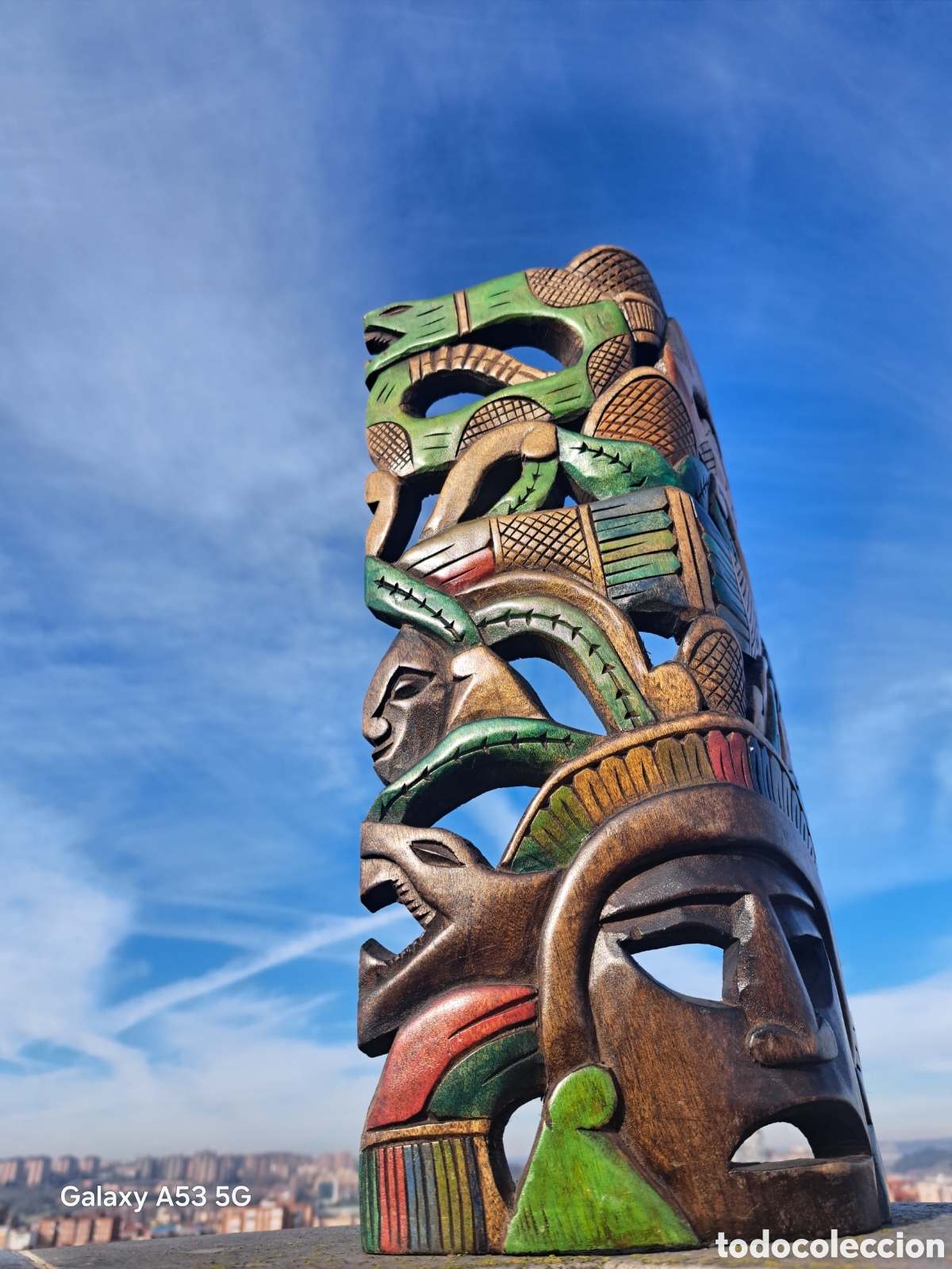 Arte: MASCARA DE MADERA ETNICA ESTILO MAYA AZTECA - Foto 3