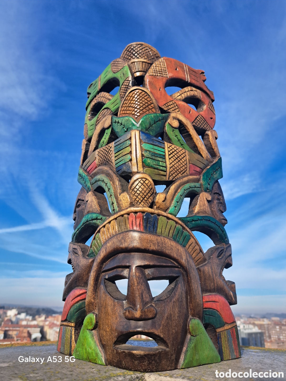 Arte: MASCARA DE MADERA ETNICA ESTILO MAYA AZTECA