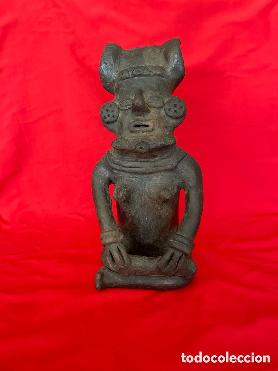 Arte: Antiguo &Iacute;dolo / Figura de Terracota Estilo Precolombino - Deidad Femenina - 23 cm
