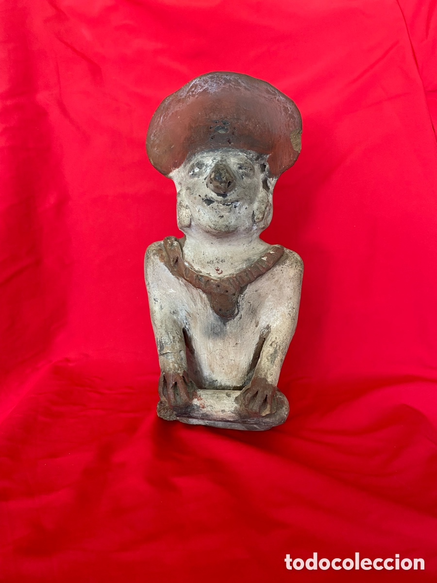 Arte: Antiguo &Iacute;dolo / Sacerdote en Terracota - Estilo Precolombino (22 cm)