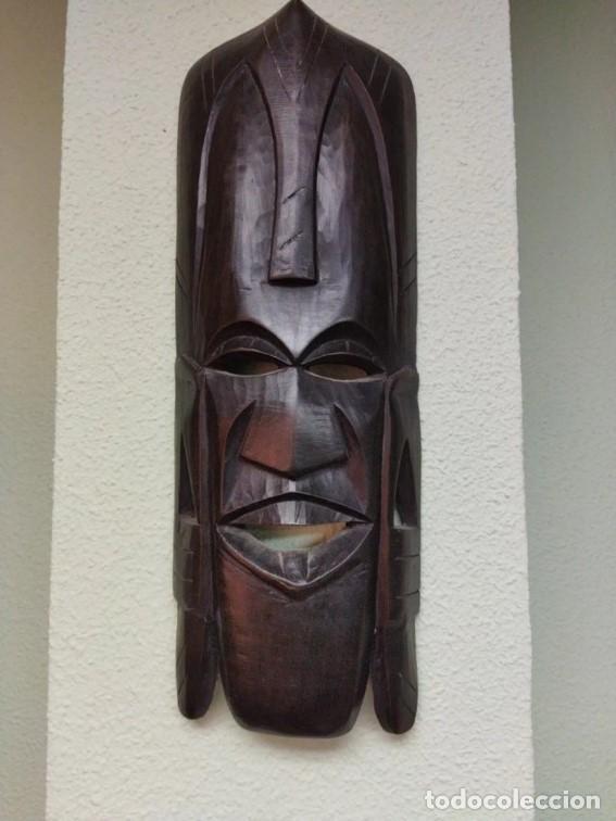 Arte: M&aacute;scara africana de madera oscura tallada &ndash; arte tribal &eacute;tnico &ndash; decoraci&oacute;n de pared