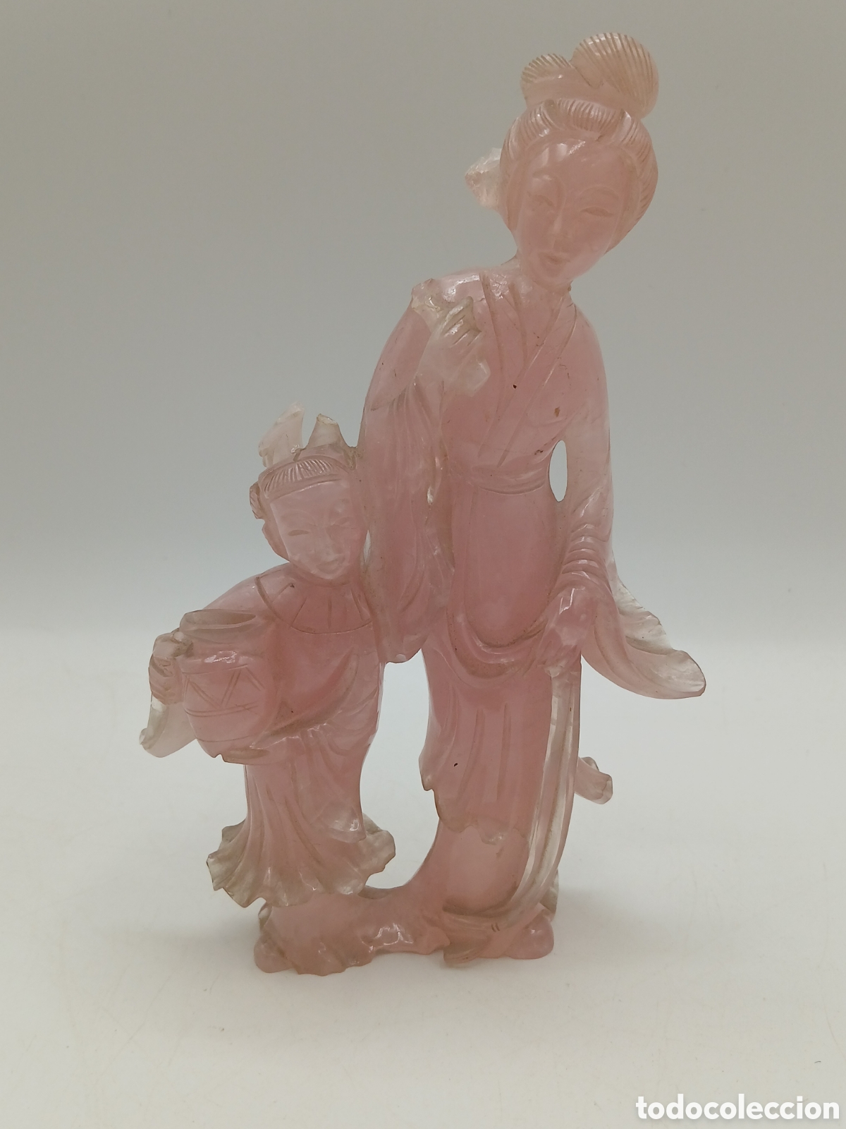 Arte: Escultura jade rosa. Oriental