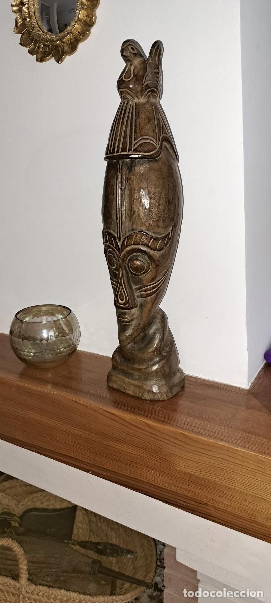 Arte: MASCARA TRIBAL AFRICANA - TALLADA EN MADERA - 45 CMS. ALTURA - PESO; 705 GRAMOS