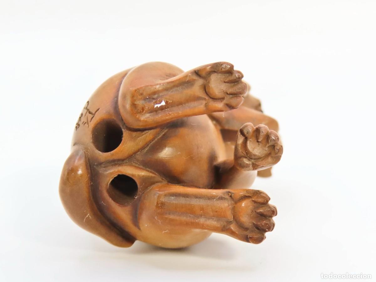 Arte: NETSUKE MADERA PERRO FIRMADO - Foto 4