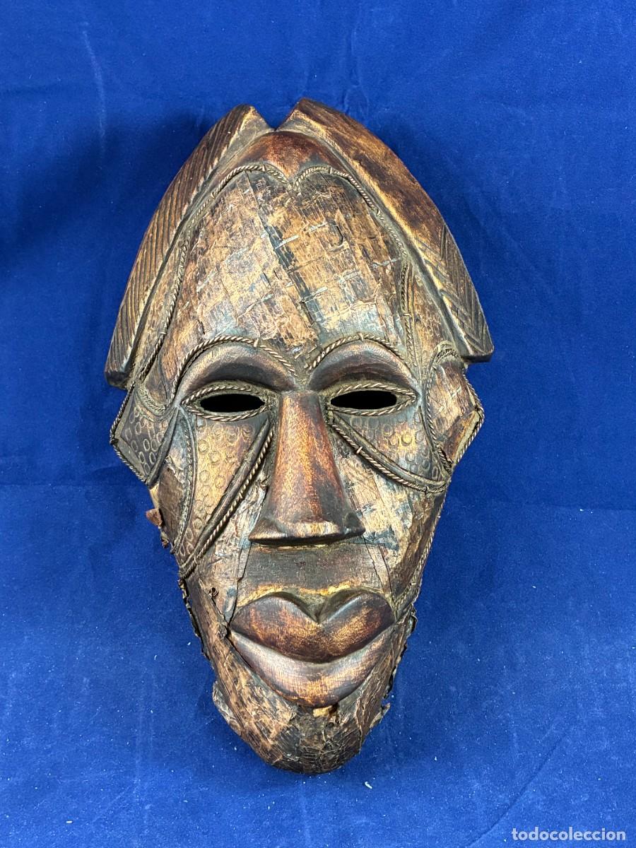 Arte: M&aacute;scara Africana Madera Cobre c.1950 Arte Tribal Decorativo Buen Estado