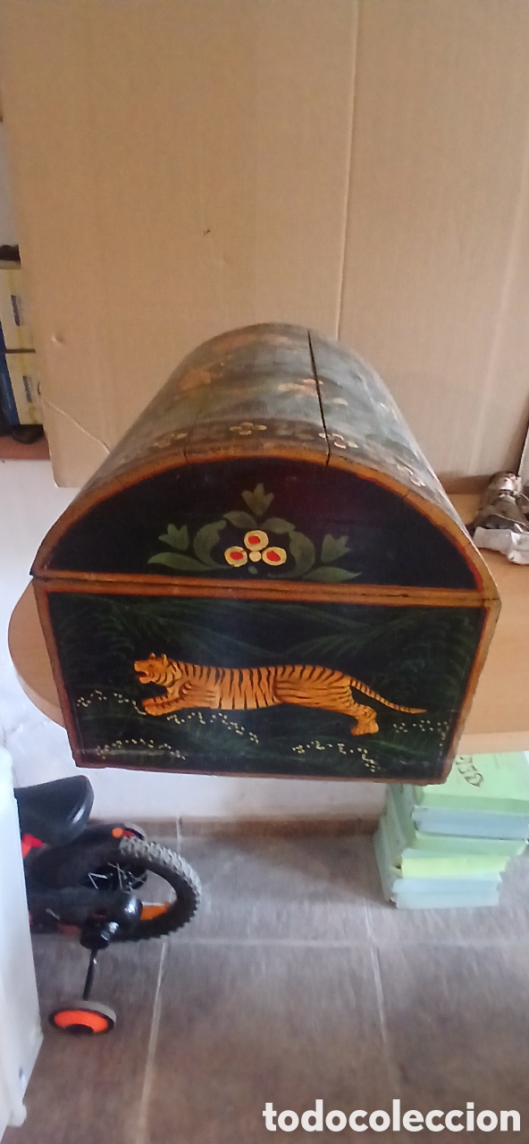Arte: CAJA O COFRE ANTIGUO EN MADERA PINTADA A MANO MADE IN INDIA