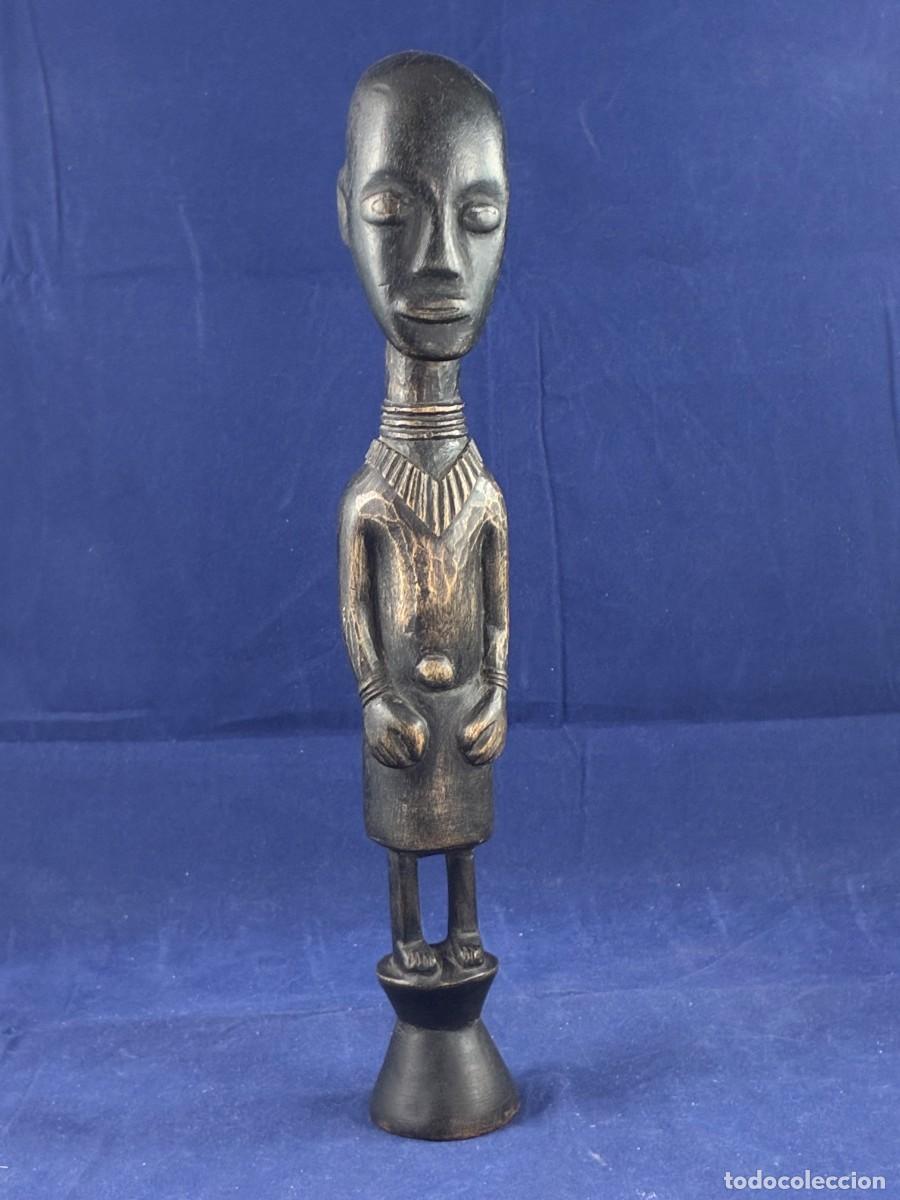 Arte: Estatua Figura Africana Madera Tallada Antigua Patinada Fetiche 31cm Muy Bueno