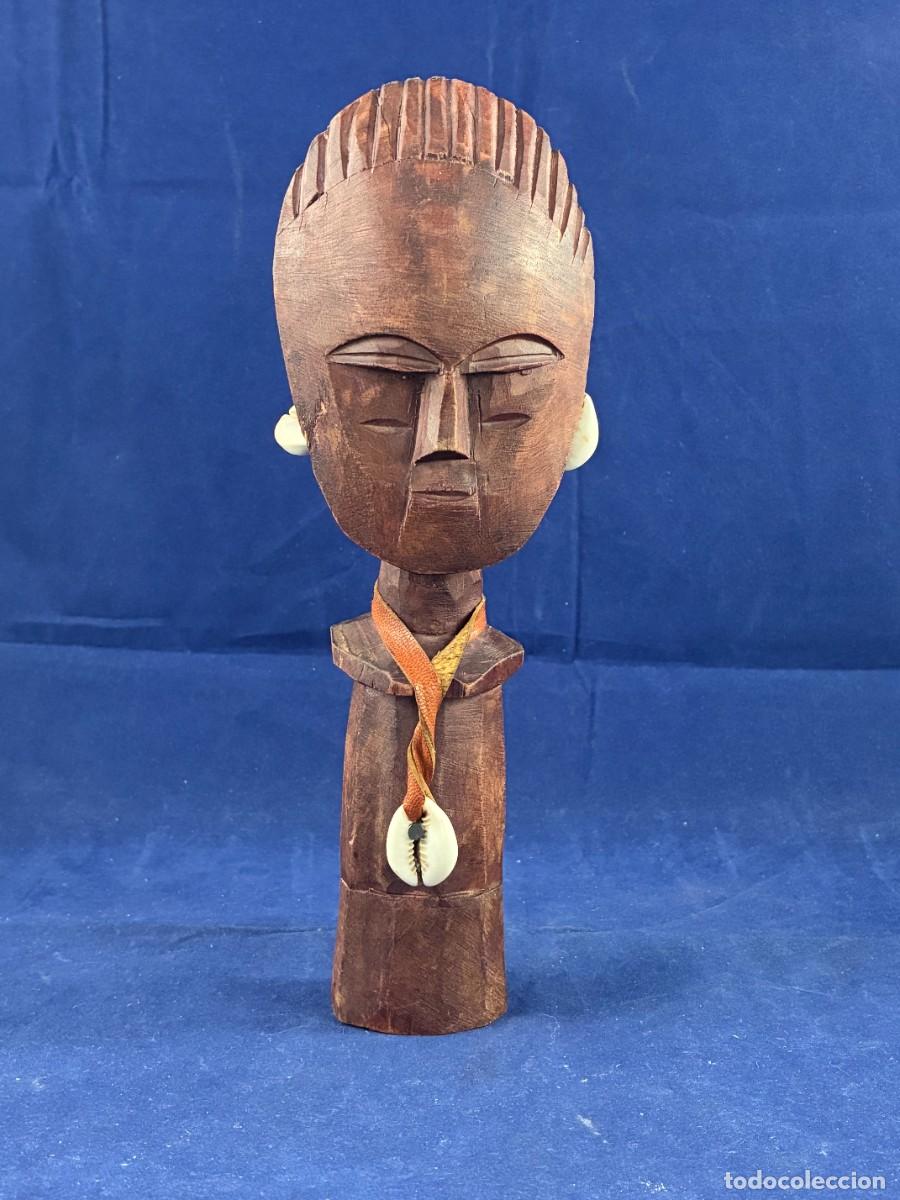 Arte: Fetiche africano madera tallada caur&iacute;es 23 cm arte &eacute;tnico muy buen estado