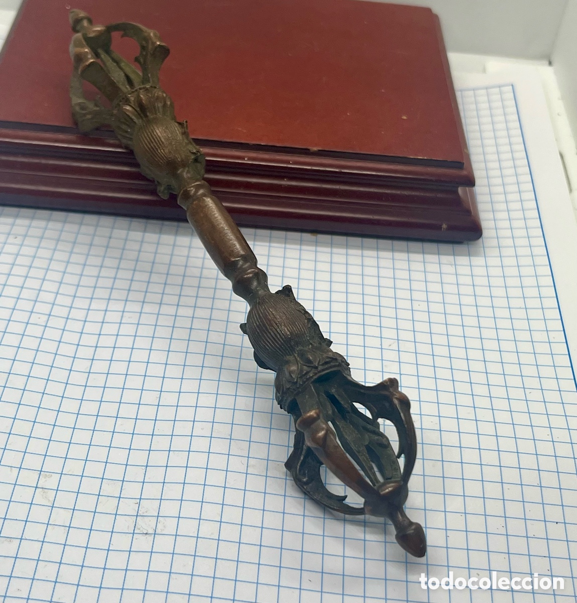 Arte: VAJRA TIBETANA DE METAL ANTIGUO