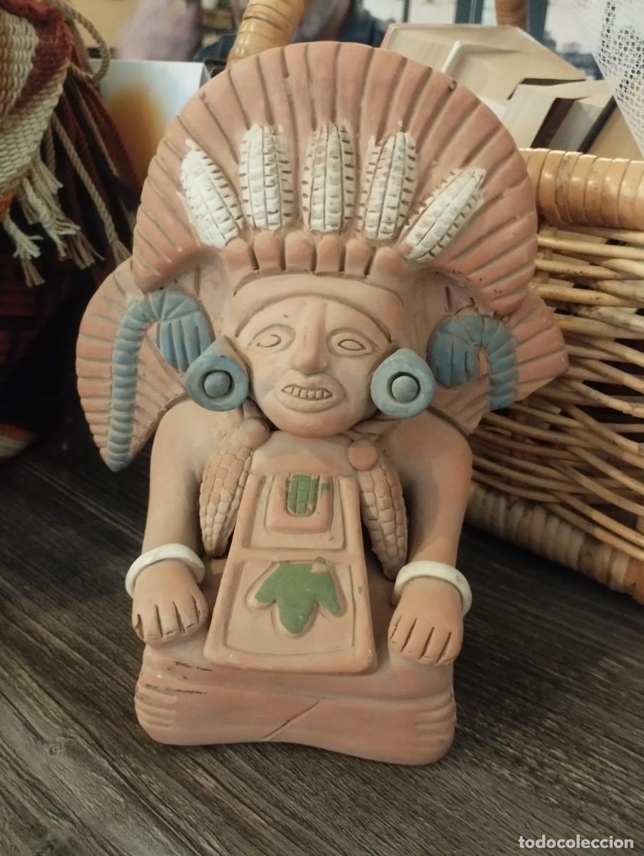Arte: Figura Mexicana de Barro Vintage - Deidad Maya/Azteca del Ma&iacute;z