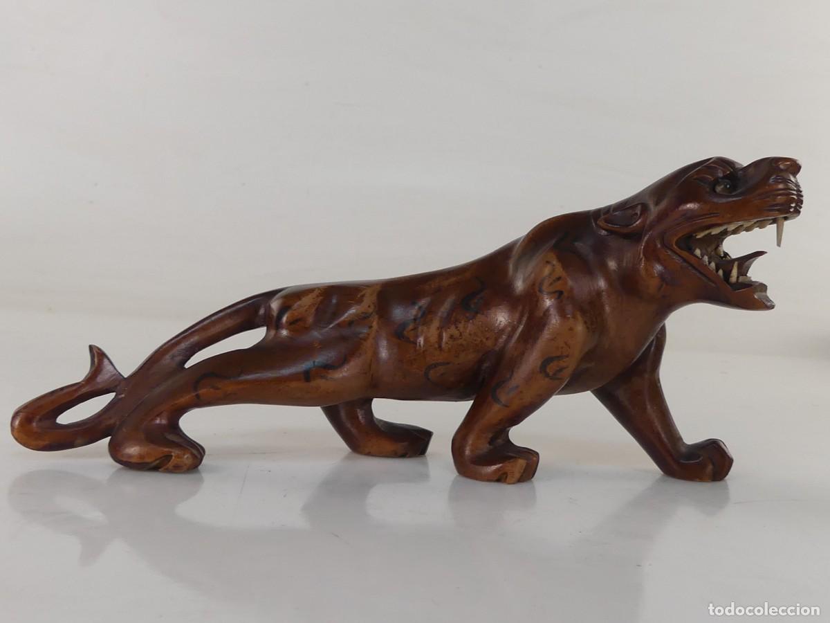 Arte: PRECIOSA FIGURA DE MADERA LEON O PUMA ARTE ETNICO AFRICA