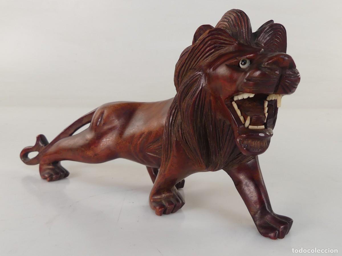 Arte: PRECIOSA FIGURA DE MADERA LEON ARTE ETNICO AFRICA