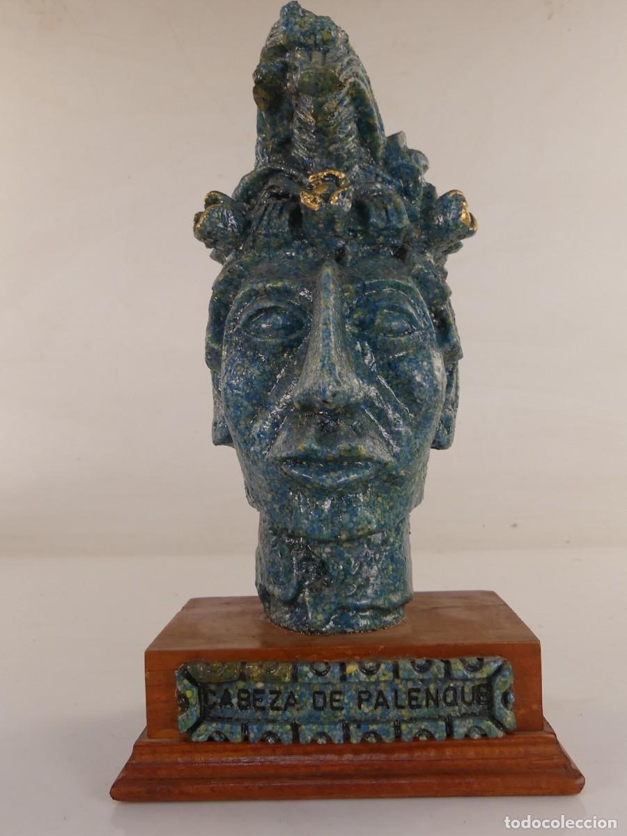 Arte: BONITA FIGURA DE RESINA CABEZA DE PALENQUE