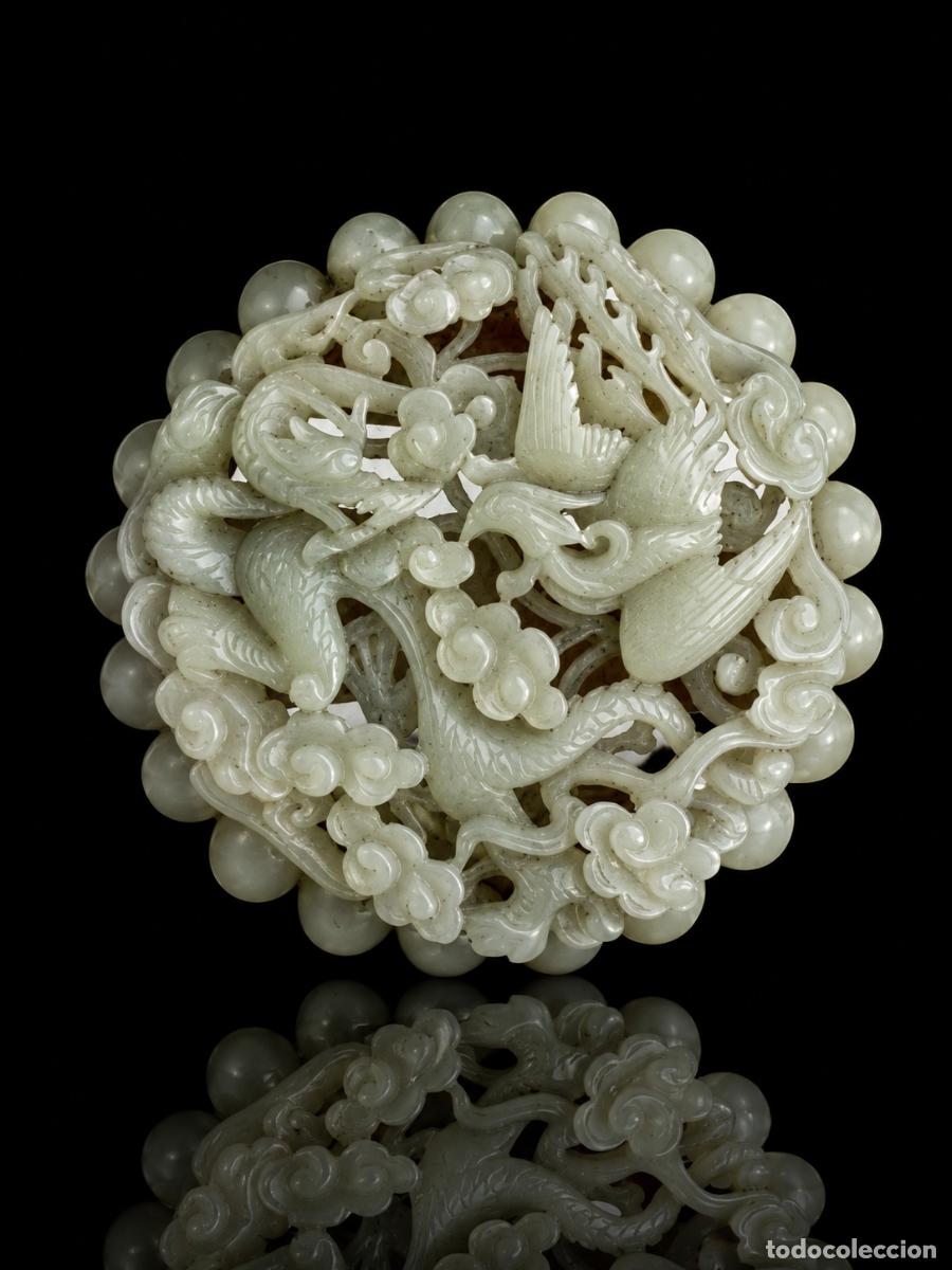 Arte: Extraordinaria PLACA/MEDALLON en jade celad&oacute;n del siglo XVIII/XIX.