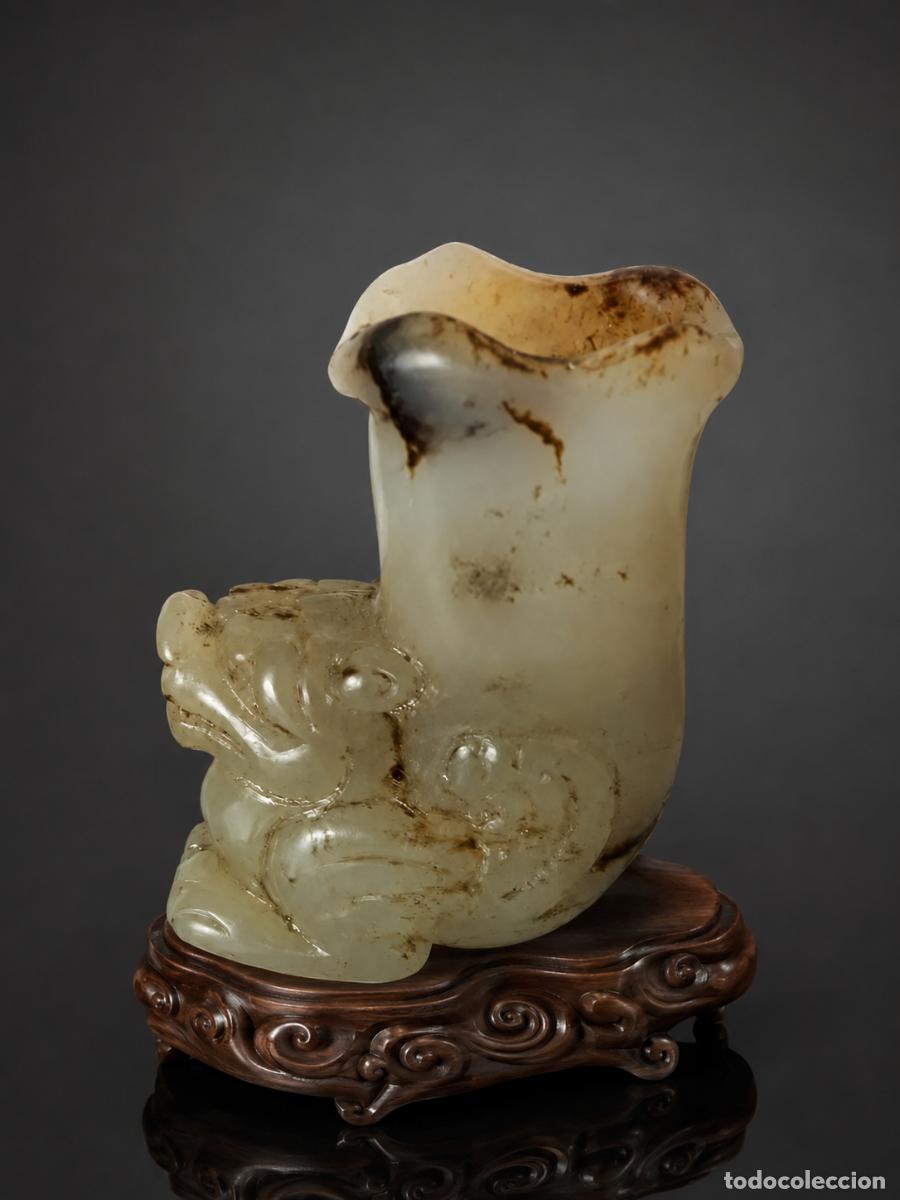 Arte: Peque&ntilde;a pieza del siglo XIX en Jade Blanco Celad&oacute;n Semilla.