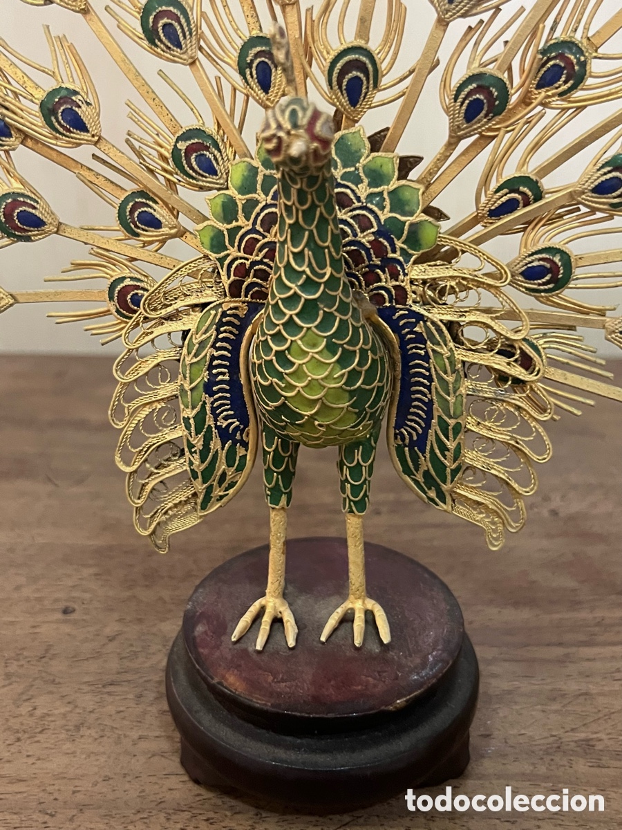 Arte: PAVO REAL EN BRONCE Y ESMALTE - Foto 3
