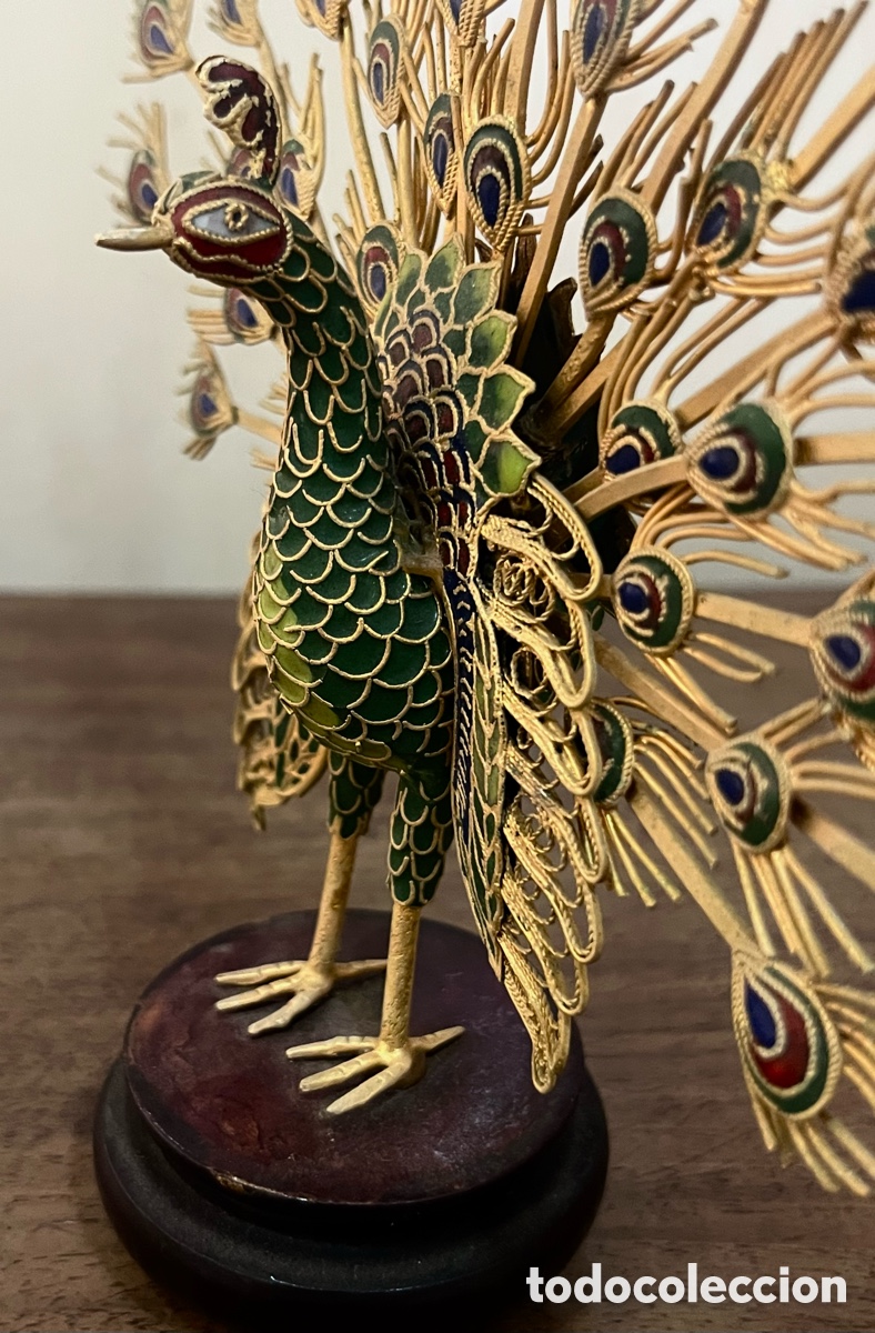 Arte: PAVO REAL EN BRONCE Y ESMALTE - Foto 4