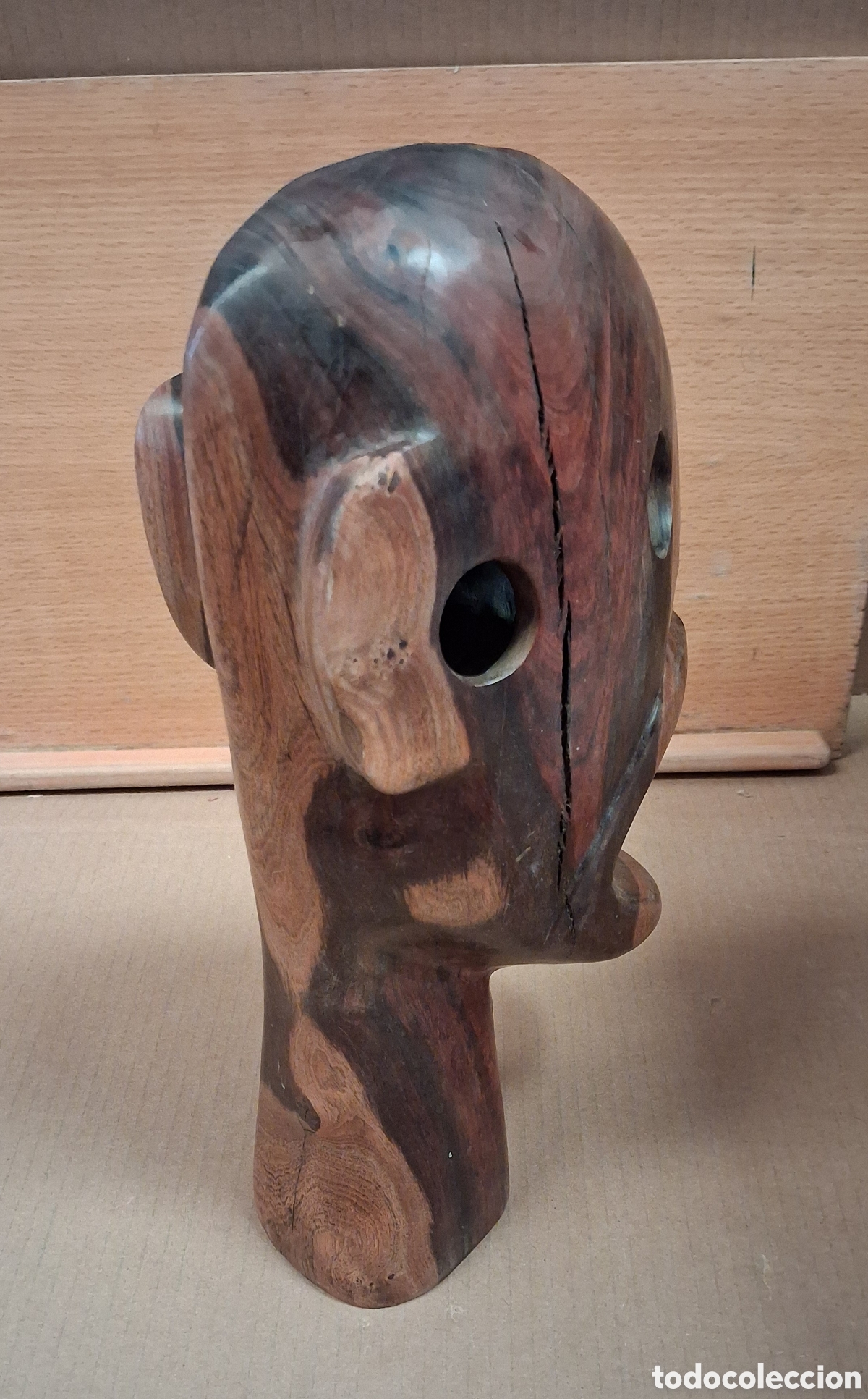 Arte: BUSTO AFRICANO EN MADERA TALLADA. - Foto 2