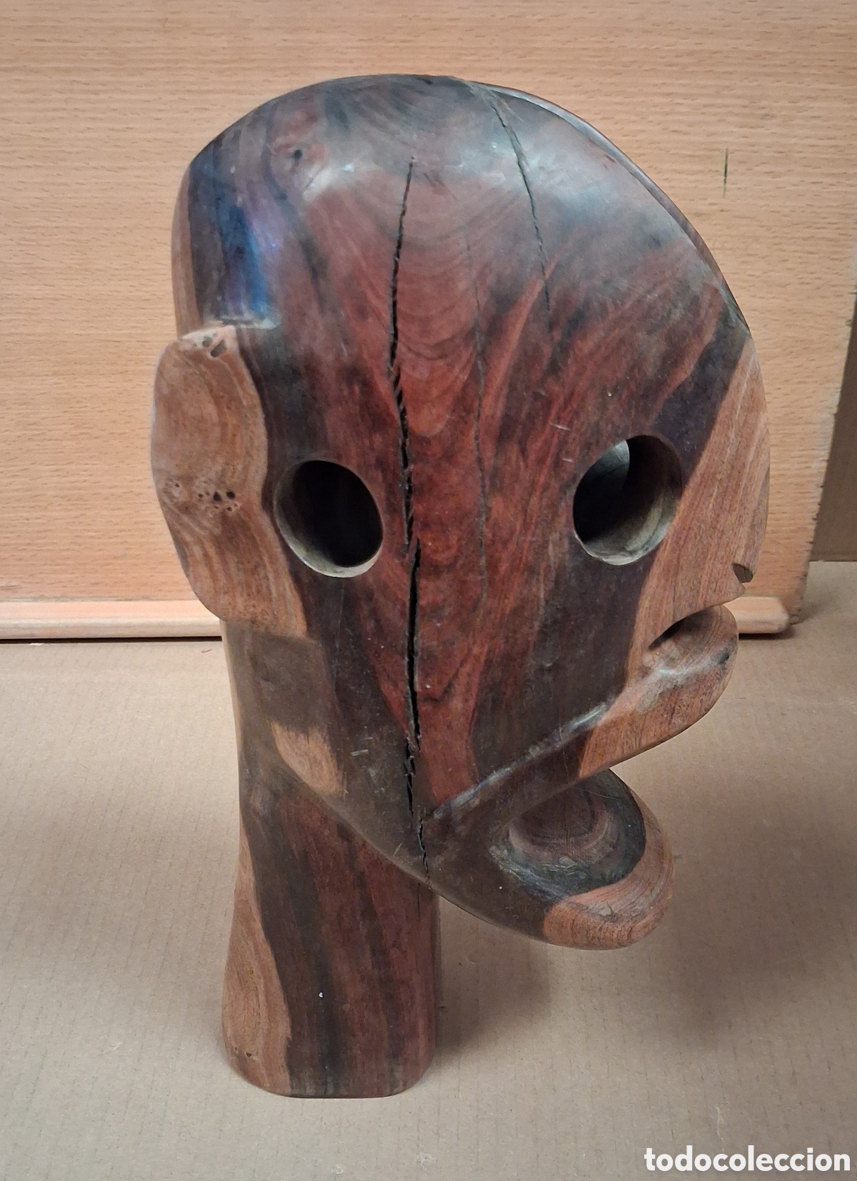 Arte: BUSTO AFRICANO EN MADERA TALLADA. - Foto 3