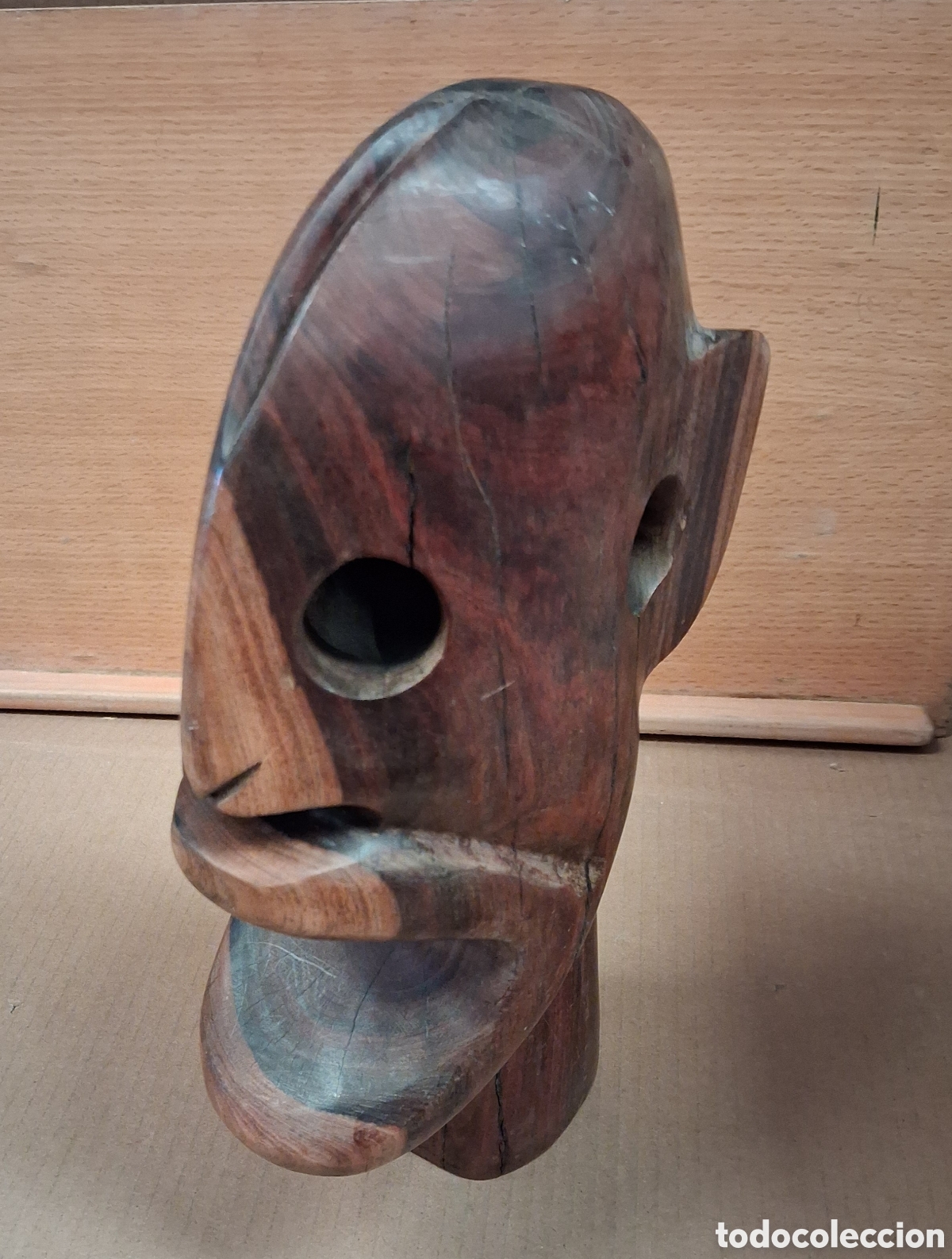 Arte: BUSTO AFRICANO EN MADERA TALLADA. - Foto 4