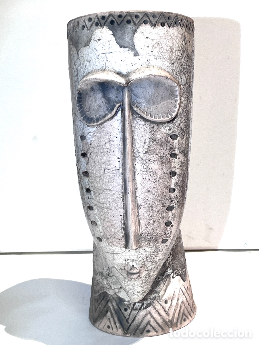 Arte: Figura &ldquo;Africana&rdquo; ceramica esmaltada 70&rsquo;s firmada PAUL