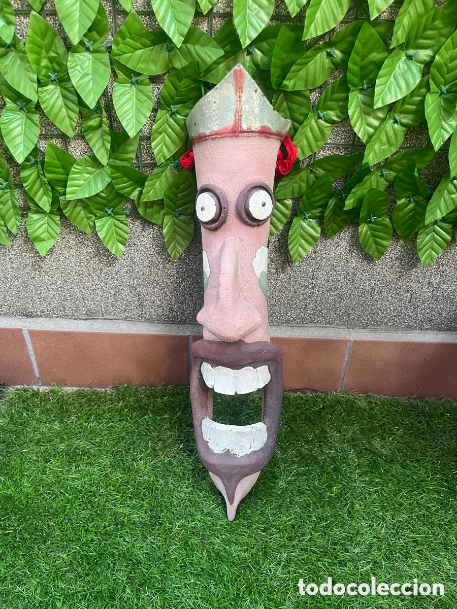 Arte: M&aacute;scara Larga Africana Terracota Artesanal Pared