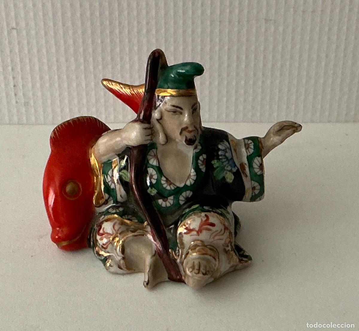 Arte: Figura Porcelana Japonesa Ebisu / Kutani Pintada a Mano - S. XX