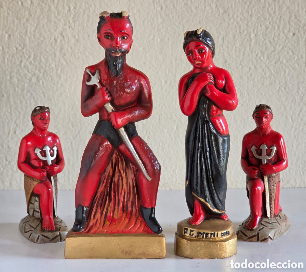 Arte: 4 Figuras Exu, Pomba Gira Menina y Guardianes - Santer&iacute;a Brasil Vud&uacute; Candomble Umbanda Quimbanda