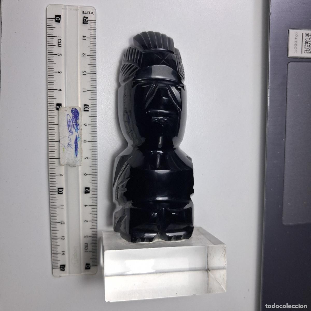 Arte: ESTATUILLA AZTECA MAYA DE OBSIDIANA NEGRA - ESCULTURA &Iacute;DOLO DE COLECCI&Oacute;N 13.5CM