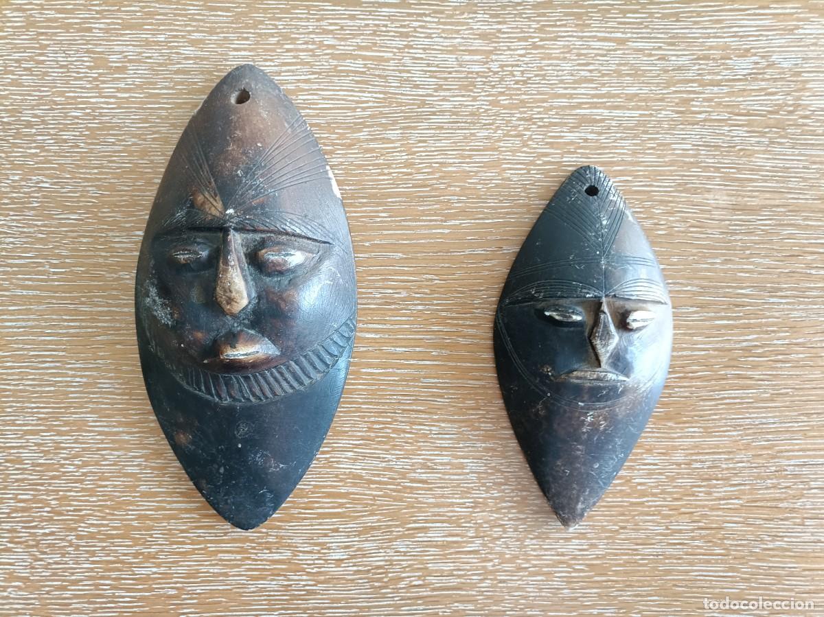 Arte: 2 ANTIGUAS M&Aacute;SCARAS AFRICANAS TALLADAS EN PIEDRA -TRIBAL - &Eacute;TNICA