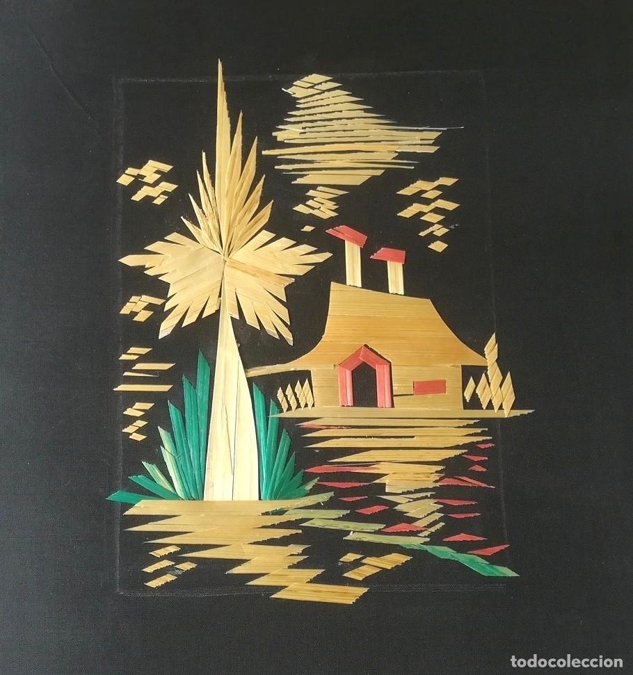 Kunst: Cuadro cuadro art&iacute;stico vintage &eacute;tnico sobre bamb&uacute; - pueblo