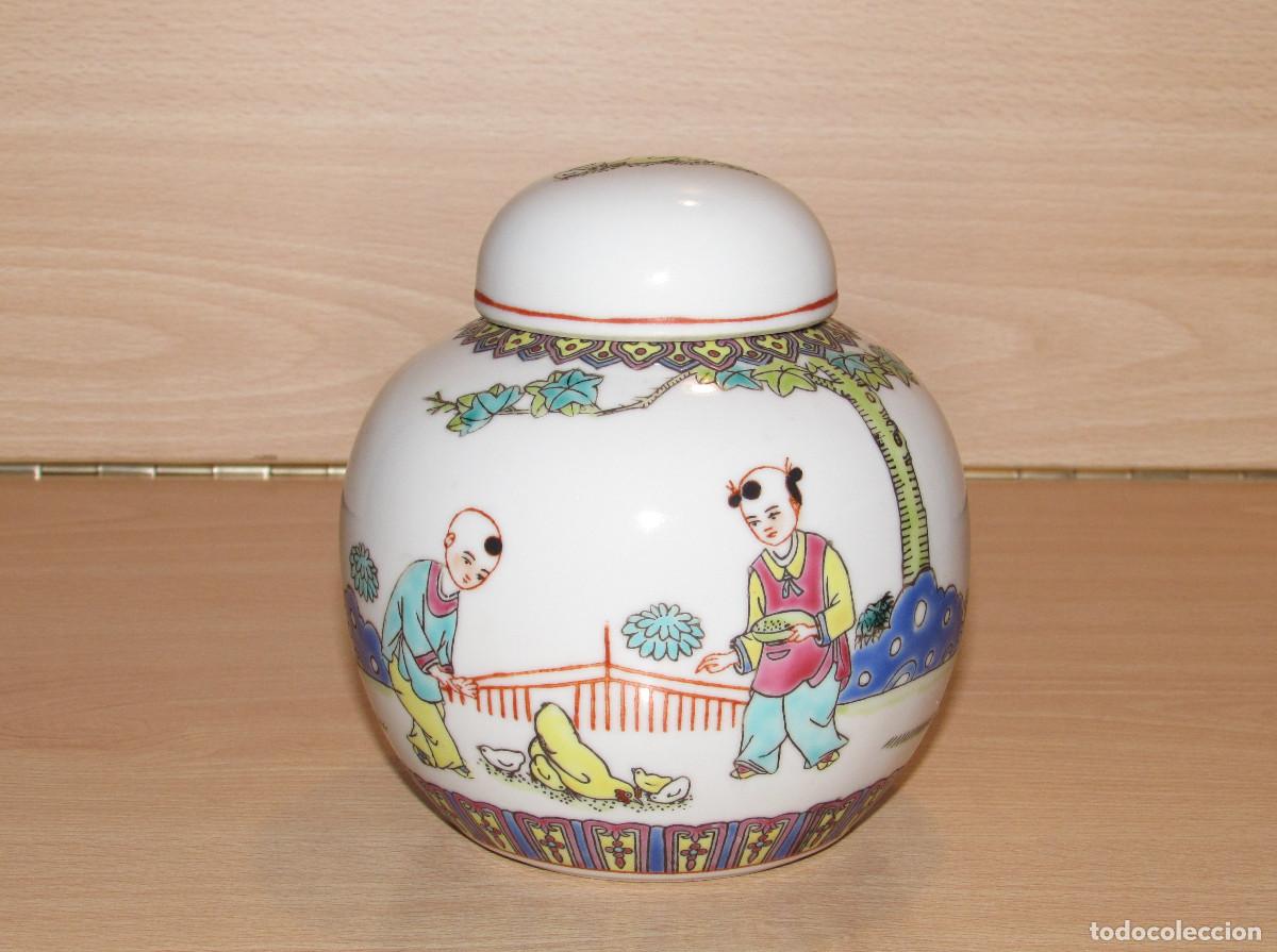 Arte: Tibor tarro gengibre ginger jar oriental China porcelana cer&aacute;mica ni&ntilde;os sello numerado
