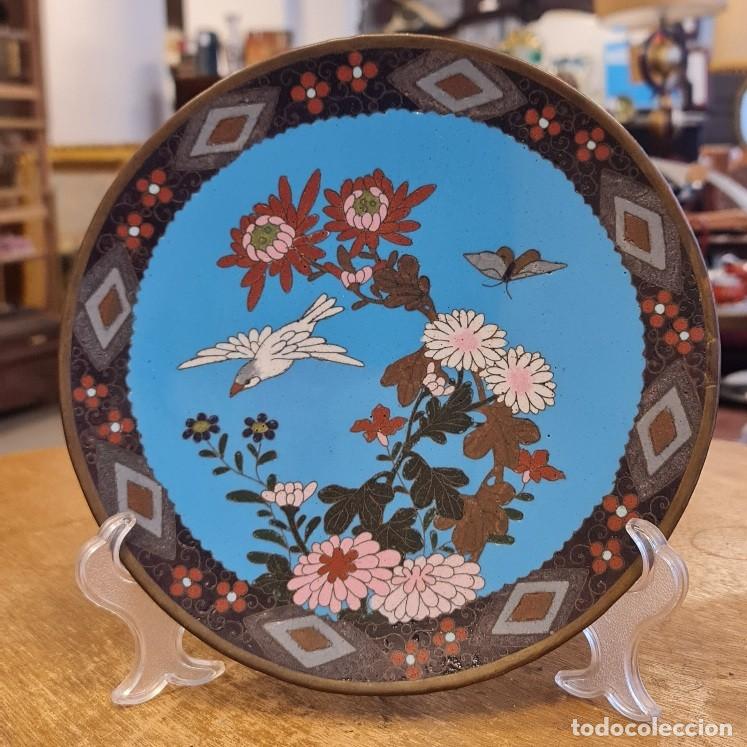 Arte: Plato japon&eacute;s esmalte cloisonne periodo Meiji siglo XIX
