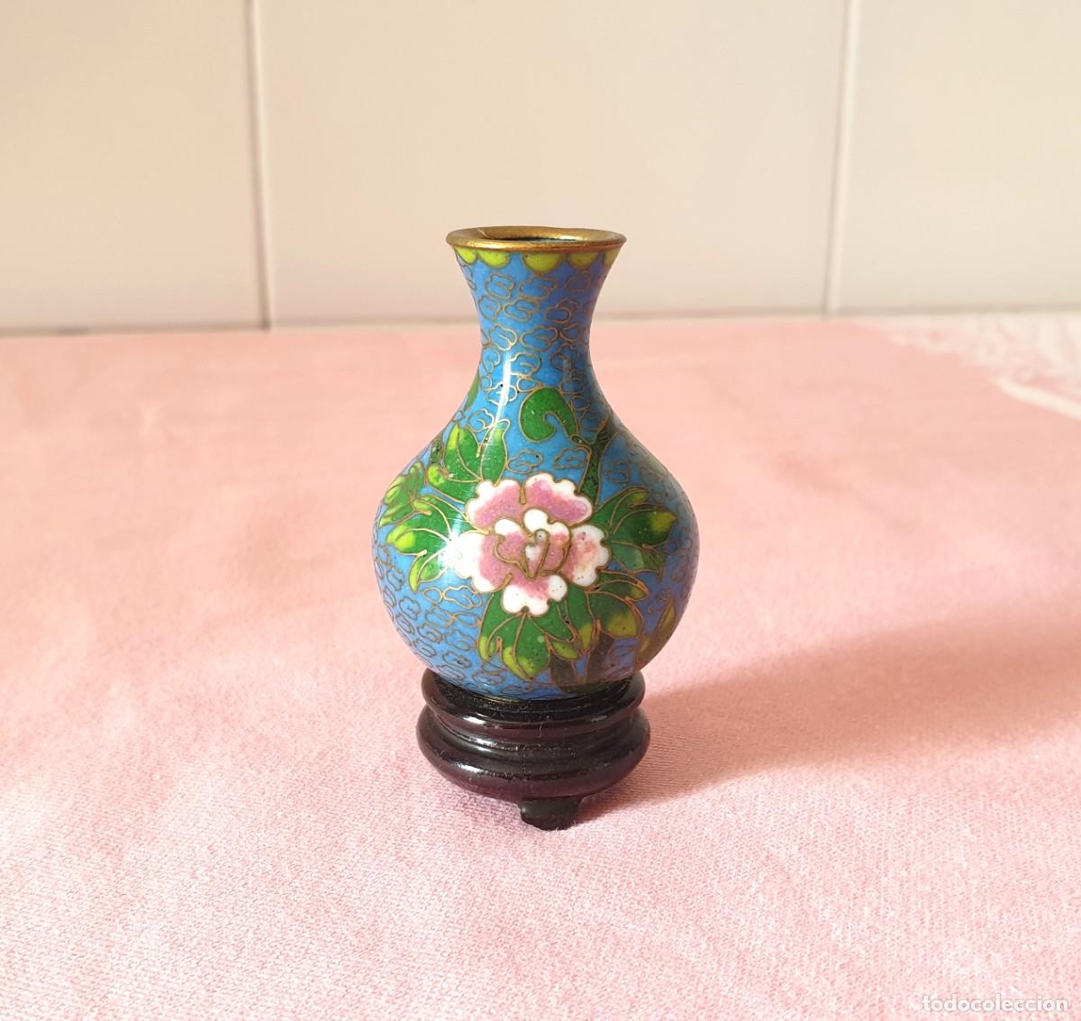 Arte: 5cm Arte Oriental China Vintage Cloisonn&eacute; Miniatura Jarr&oacute;n Esmalte Floral