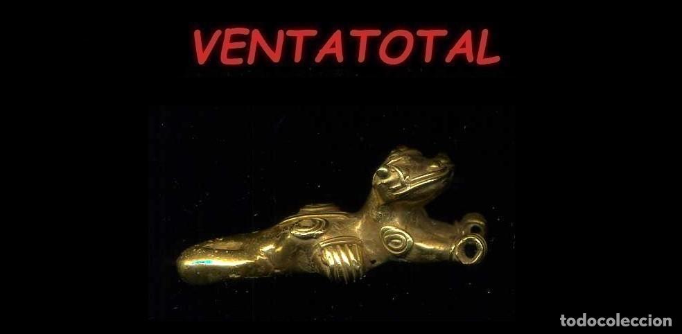 Arte: FIGURA DE ALECION DE ORO TUMBAGA ANIMAL PRECOLOMBINO QUIMBAYA RANA ANTROPOMORFA LEER DESCRIPCION