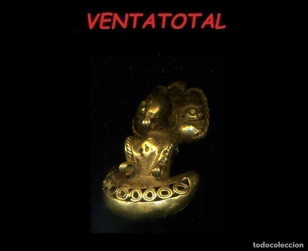 Arte: FIGURA DE ALECION DE ORO TUMBAGA ANIMAL PRECOLOMBINO QUIMBAYA BUHO ANTROPOMORFO LEER DESCRIPCION