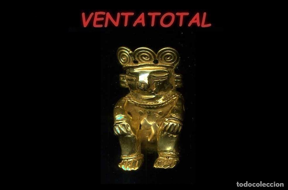 Arte: FIGURA DE ALECION DE ORO TUMBAGA PRECOLOMBINO QUIMBAYA INDIO CORONADO ZOOMORFICO LEER DESCRIPCION