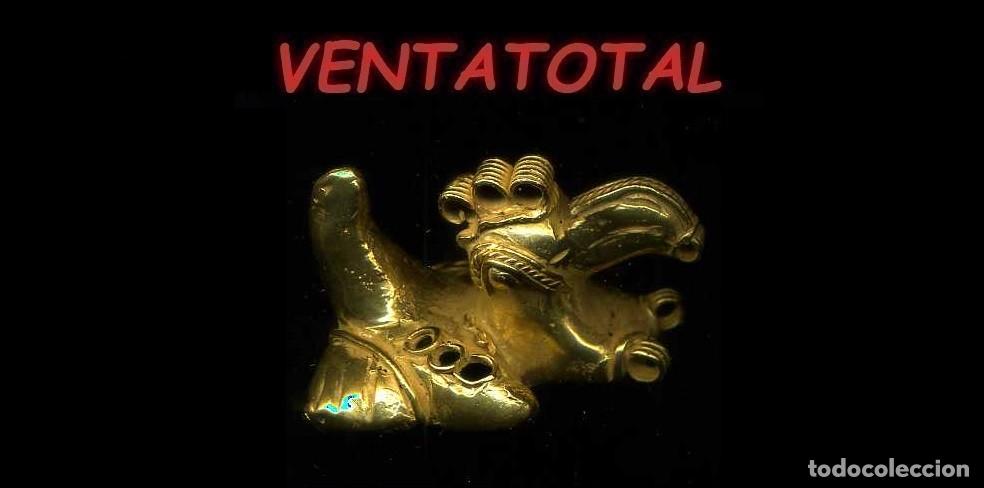 Arte: FIGURA DE ALEACION DE ORO TUMBAGA PAJARO REAL ANTROPOMORFO PRECOLOMBINO QUIMBAYA LEER DESCRIPCION