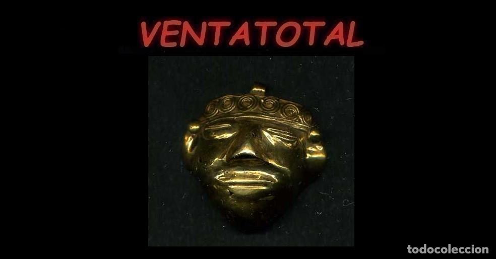 Arte: FIGURA DE ALEACION DE ORO TUMBAGA MASCARA RITUAL ANTROPOMORFA PRECOLOMBINO QUIMBAYA LEER DESCRIPCION