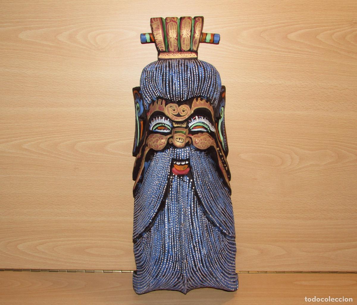 Art: M&aacute;scara Dios longevidad Shou Xing oriental &oacute;pera Nuo Tang Duangong China madera tallada 40 cm