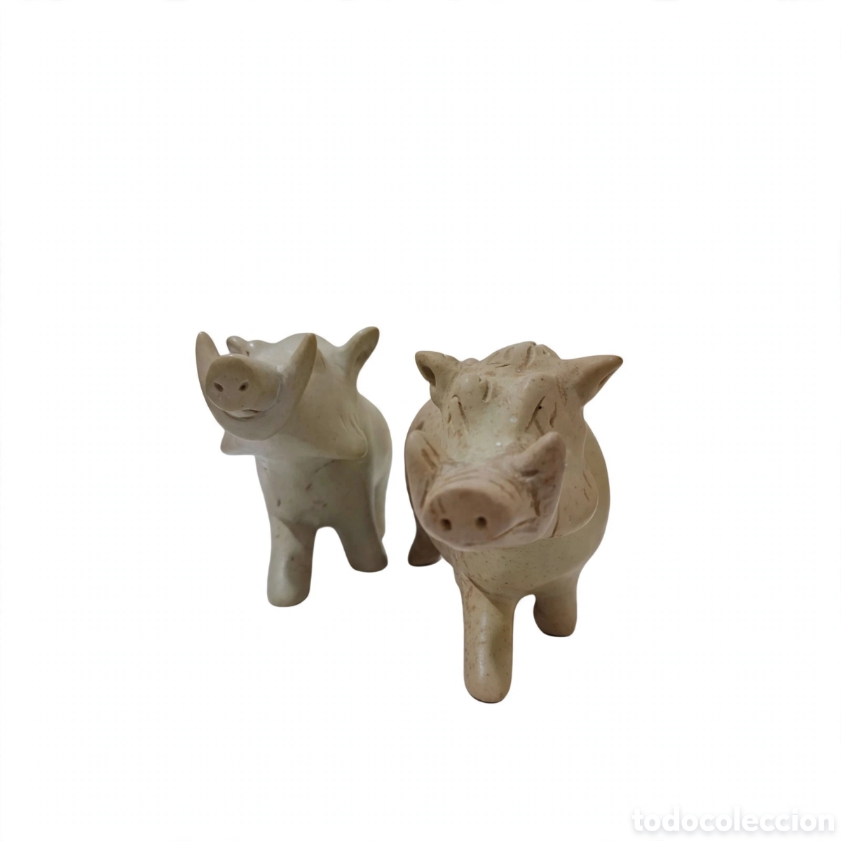 Arte: Pareja warthog facocero jabal&iacute; verrugoso piedra Kisii soapstone Kenia