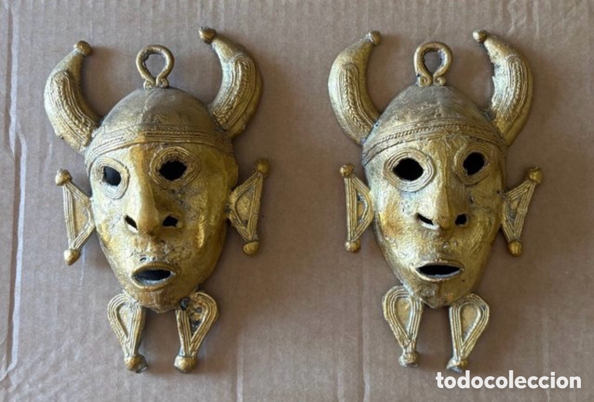 Arte: 2 M&aacute;scaras Africanas de Bronce