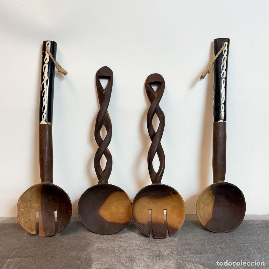 Arte: Set de 4 Cuchara de Madera Africana