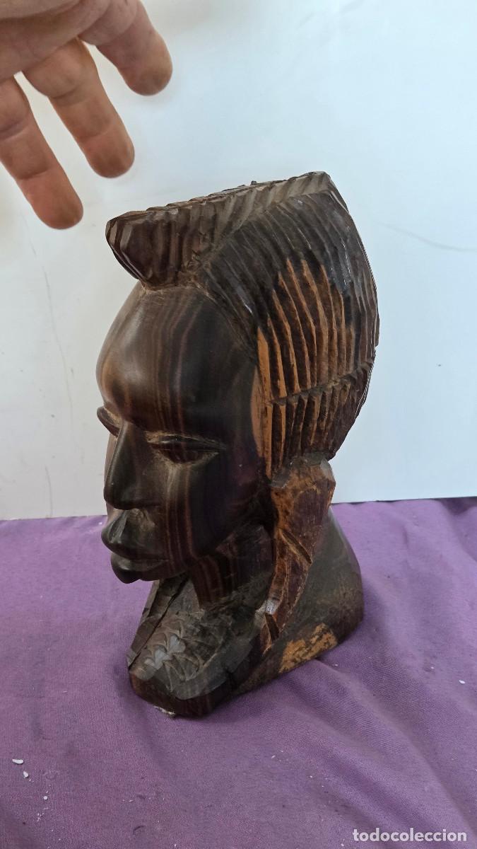 Arte: busto africana madera noble - Foto 2